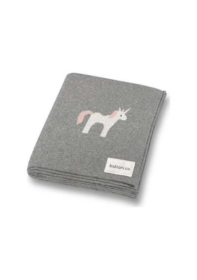 Kız Ve Erkek Bebek Için Triko Örgü Bebek Battaniyesi 90cm X110cm Unicorn Gri Gri3 Gri3