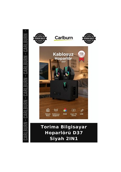 Özel Seri Torima Bilgisayar Hoparlörü D37 Siyah 2ın1 Multimedya Bas Hoparlör Masa Üstü