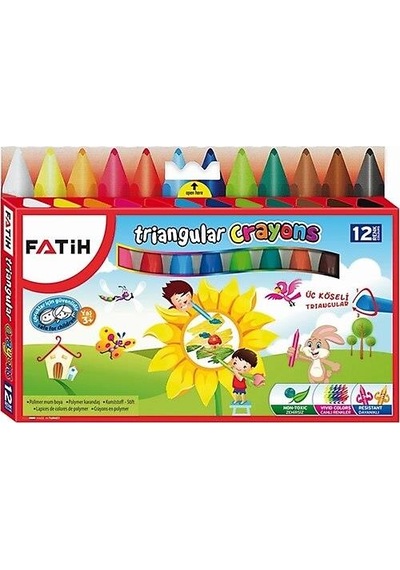 Fatih Mum Pastel Boya Triangular Üçgen Crayons 12 Renk 50290