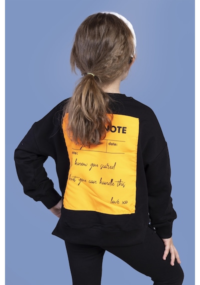 Toontoy Kız Çocuk Sırtı Baskılı Sweatshirt Siyah