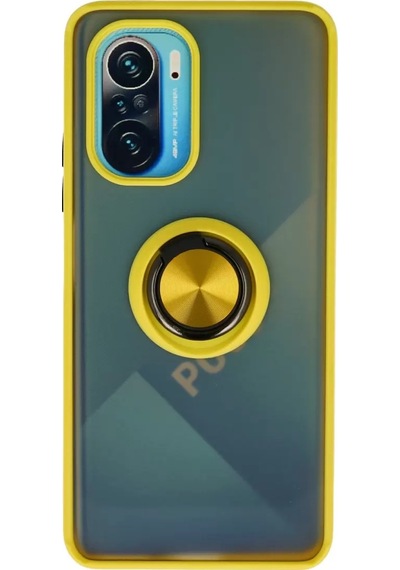 Xiaomi Redmi K40 Kılıf Montreal Yüzüklü Silikon Kapak - Sarı -