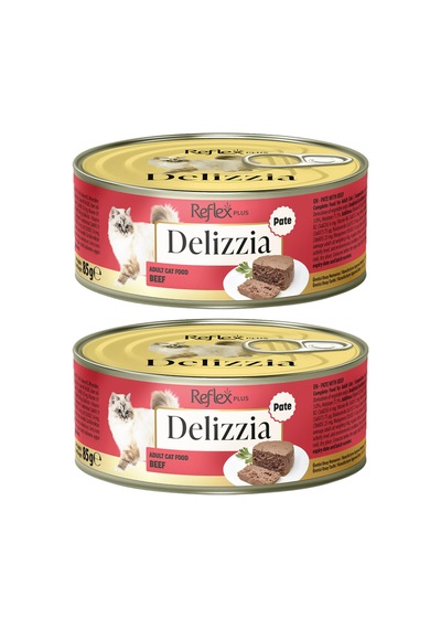 Delizzia Kıyılmış Dana Etli Yetişkin Kedi Maması 2 X 85 Gr.