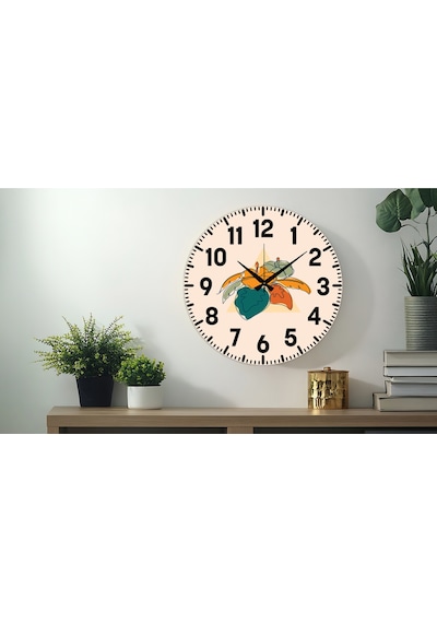 Dekoratif Türkçe Rakamlı Uv Baskılı Duvar Saati Sessiz Akar Mekanizma 40cm Metal Akrep Yelkovan Turuncu