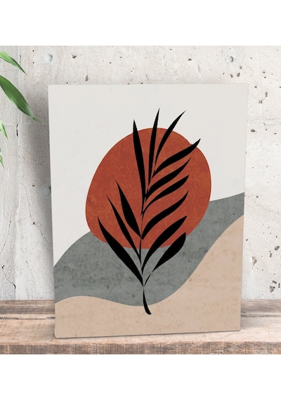 Bk Gift Minimalist Style Plant Tasarımlı Dekoratif Mini Kanvas Ta