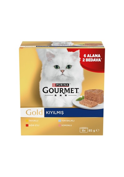 Gold Kıyılmış Somonlu Yaş Kedi Maması Multipack 85 Gr. 8 Al 6 Öde