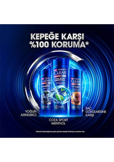 Clear Men Cool Sport Menthol Kepeğe Karşı Etkili Şampuan 3 x 350 ML