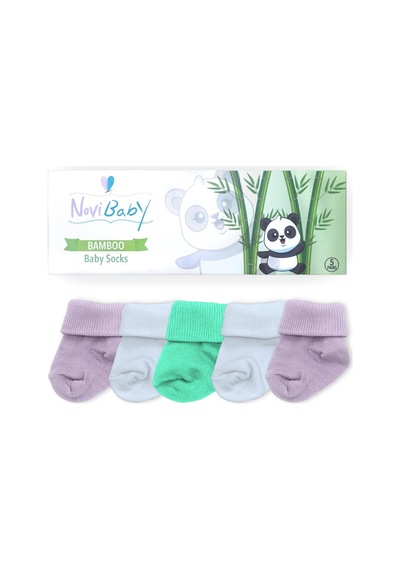 Novibaby 5'li Bambu Yenidoğan Bebek Çorabı I Lili I 0-6 ay "Karışık Renkli"