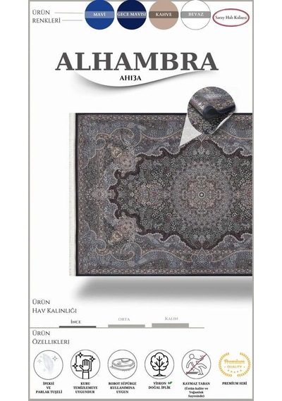 Saray Halı Alhambra Ah13a 120 Tarak Lüks Klasik Salon Halısı Özel Taban Dokulu Çok Renkli