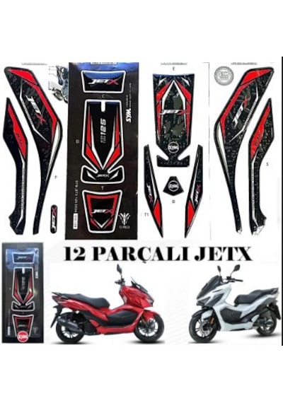 Sym Jet X 125 Tank Pad Sticker Seti Kırmızı Symaksjetx080