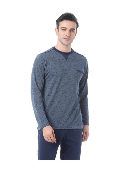 Çift Kaplan 8519 Erkek Uzun Kollu Jakarlı O Yaka Pijama Takımı