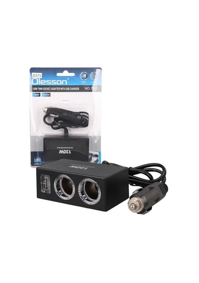 Olesson 1522 12-24v Tek Usb Girişli 120w 80cm Kablolu 2'li Araç Çakmak Çoklayıcı