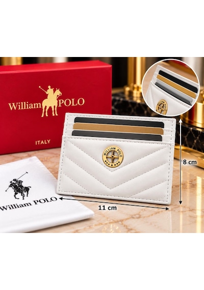Williampolo Anka Hakiki Deri Unisex Kartlık-ince Tasarım Beyaz