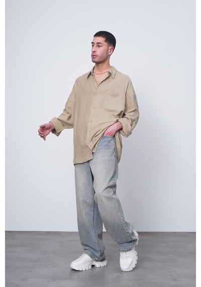 Toprak Basic Uzun Kollu 1a Ch Oversize Gömlek Kahverengi