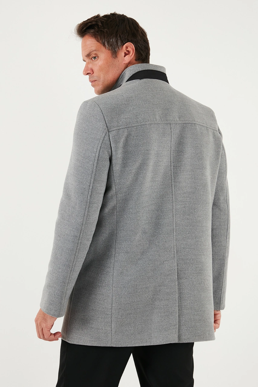 Buratti Slim Fit Düğmeli Dik Yaka Kaşe Erkek Kaban 5840099 Gri