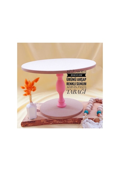 Pasta Ahşap Sunum Servis Tabağı Pasta Sunum Tabağı Pudra Pembe