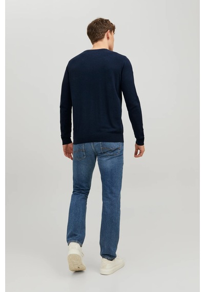 Jack & Jones Erkek Basic İnce Lacivert Triko Kazak - 12208364 Lacivert
