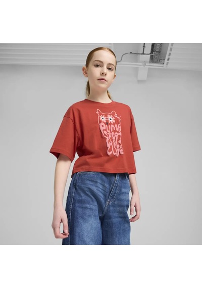 Puma Graphics Short Length Tee Iı Kırmızı Kız Çocuk T-shirt & Polo