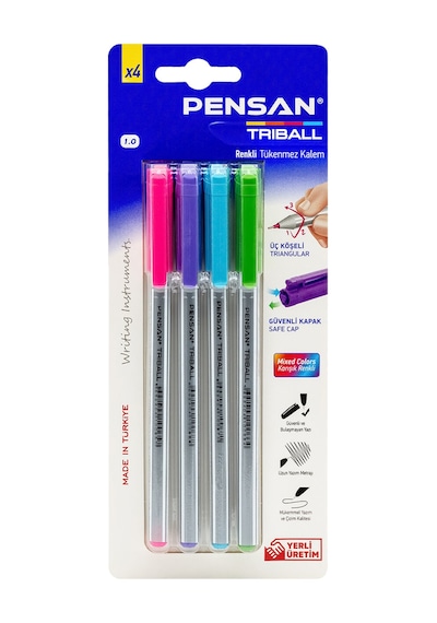 4 Adet Pensan Triball Tükenmez Kalem Renkli 4'lü
