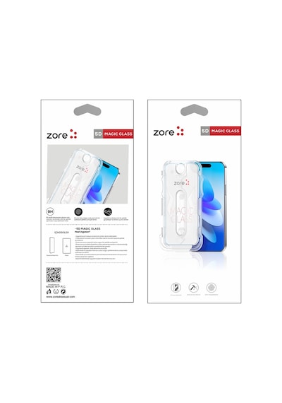Apple Uyumlu iPhone 14 Pro Max Zore Kolay Uygulama Aparatlı 5d Magic Glass Cam Ekran Koruyucu