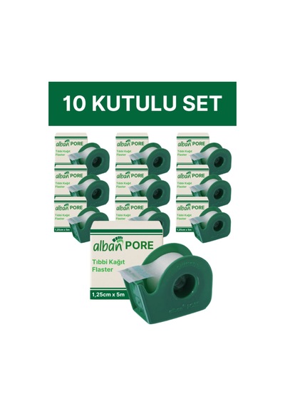 Kağıt Flaster 1,25cmx5m, 10 Kutulu Set, Medikal Pore Cerrahi Bant