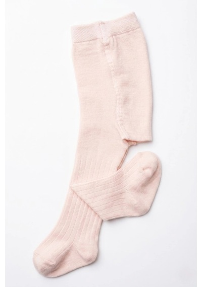 Cocole Socks Kız Bebek Külotlu Çorabı Pamuklu Açık Pembe Derby Çizgili 0-24 Ay