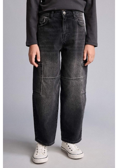 Defacto Erkek Çocuk Barrel Fit Düz Paça Jean Pantolon G1649a825aunm40 Siyah