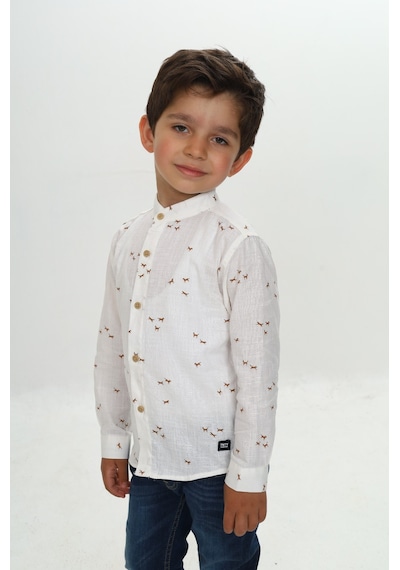 Toontoy Kids Toontoy Erkek Çocuk At Baskılı Gömlek Ekru