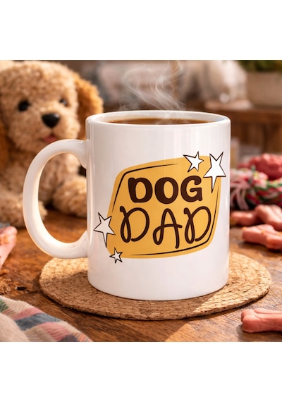 Dog Dad Kupa Model 184 Köpek Babası Temalı Porselen Kahve Kupası Köpek Severlere Özel Hediyelik Kupa Diğer
