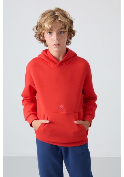 Tommylife Tommy Life Fiesta Pamuklu Kalın İçi Tüylü Yumuşak Dokulu Standart Fit Baskılı Erkek Çocuk Sweatshirt - 11215 Kırmızı