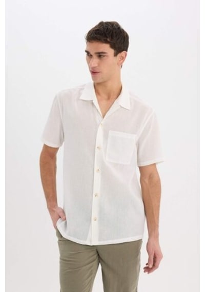 Defacto Relax Fit Polo Yaka Keten Görünümlü Yazlık Kısa Kollu Gömlek E1230ax25smwt32 Beyaz Defacto Relax Fit Polo Yaka Keten Görünümlü Yazlık Kısa Kollu Gömlek E1230ax25smwt32 Beyaz