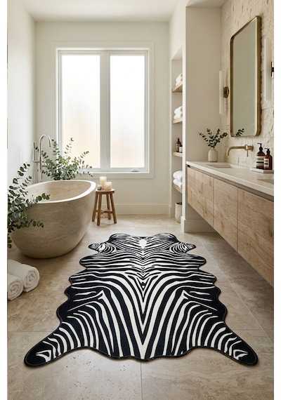 Zensa 80x120 Cm Banyo Paspası,kaymaz Tabanlı,yıkanabilir 80x120 Cm Siyah