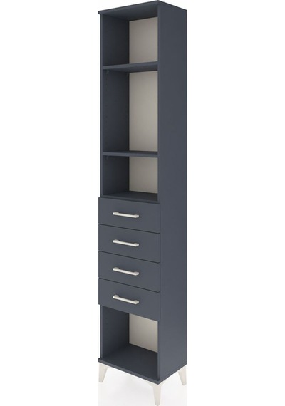 Arges Dolap 3 Raflı 4 Çekmeceli 44x30x221 Antrasit-antrasit Antrasit