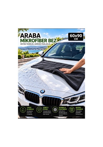 60x90 Cm Oto Kurulama Bezi Büyük Boy Mikrofiber Araç Temizlik Ve Kurutma Havlusu