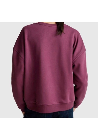 Diagonel Kumaş Çiçek İşlemeli Sweatshirt Gülkurusu Bordo