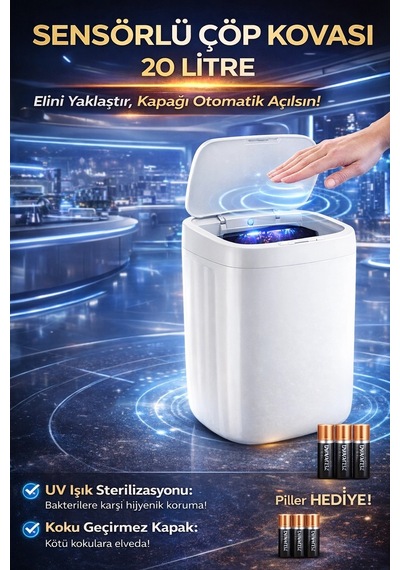 Buğz 20 Litre El Algılayan Sensörlü Çöp Kovası Diğer