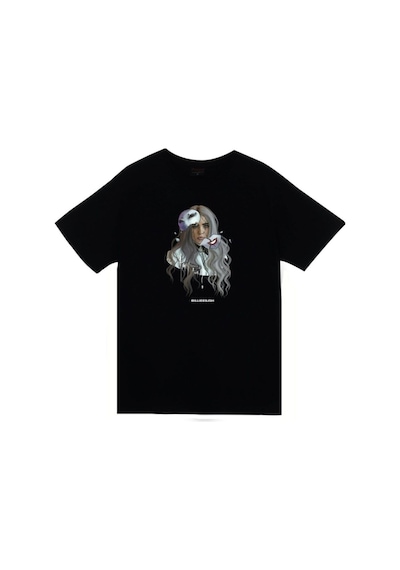 Billie Eilish Baskılı Unisex %100 Pamuk Siyah T-shirt SIYAH