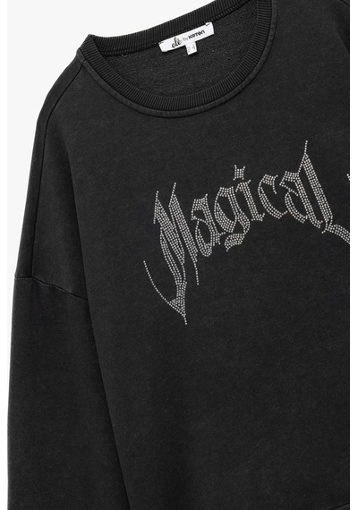 Koton Şardonlu Uzun Kollu Bisiklet Yaka Taşlı Baskılı Oversize Sweatshirt Antrasit 6wal10240ık Koton Şardonlu Uzun Kollu Bisiklet Yaka Taşlı Baskılı Oversize Sweatshirt Antrasit 6wal10240ık