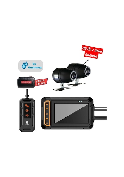Knmaster Motocam 1000 Çift Kameralı Full HD Motosiklet DVR Sistemi