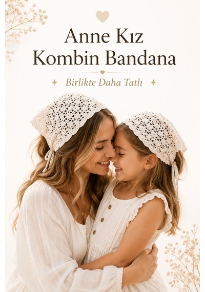 Anne Kız Kombin Bandana El Örgüsü Saç Bandı Bohem Stil Ayarlanabilir 2li Set Beyaz 19218290