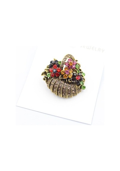 Çiçek Sepeti Broş - Bronz Çok Renkli 51687210
