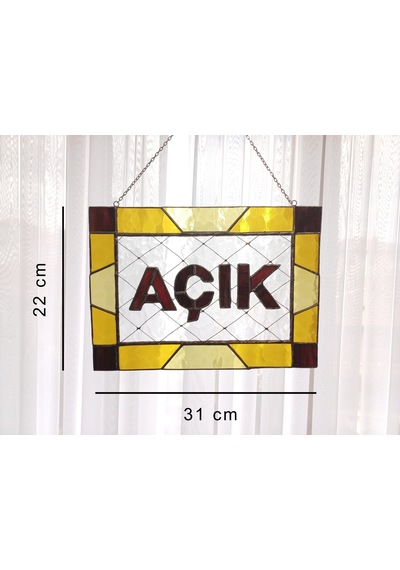 Cam Vitray Pencere Dekorasyonu, Gerçek Cam Rengi Solmaz, Tabela