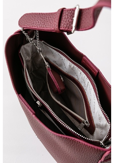 Just Polo Just & Polo Kadın Siyah Omuz Çantası - Mini Cüzdanlı Geniş Logolu Askılı Hobo Model 7023 Bordo