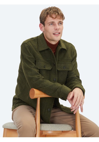 Kip Haki Regular Fit Uzun Overshirt