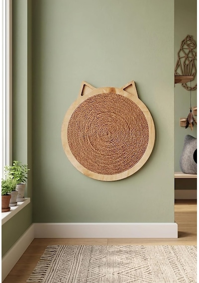 Minimalist Şık Kedi Tırmalama Tahtası / Doğal Ahşap Ve Doğal Jüt İp / Çevre Ve Kedi Dostu Hem Yapışkanlı He