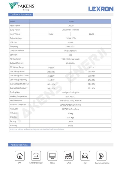 Lexron 1000 Watt 12v Tam Sinüs İnverter Lexron
