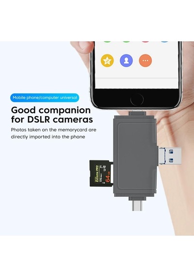 Kyrotech 7in1 Micro Usb, Type C, İphone 15, 14, 13, 12, 11 Pro,pro Max Uyumlu, Multi, Kart Okuyucu,