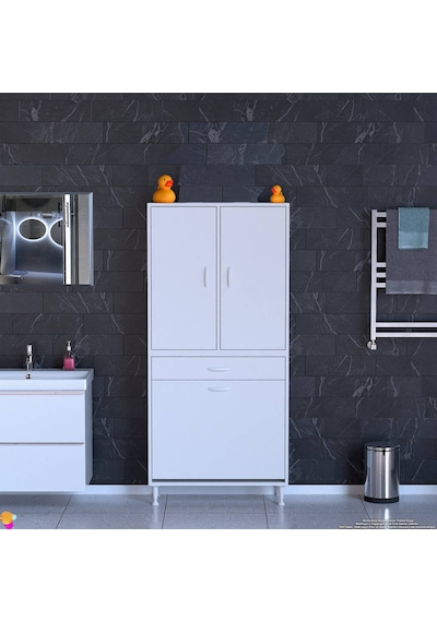 Eliusta Pine 75 Cm Genişlikte Dolap 75x171x32,5 Cm Banyo/mutfak Dolabı İki Kapaklı Sepetli Dolap Beyaz Eliusta Pine 75 Cm Genişlikte Dolap 75x171x32,5 Cm Banyo/mutfak Dolabı İki Kapaklı Sepetli Dolap Beyaz