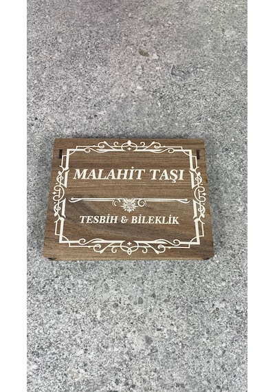 Malahit Taşı Tesbih Ve Doğal Taş Bileklik Seti Özel Ahşap Hediye Kutulu Fıstık Yeşili