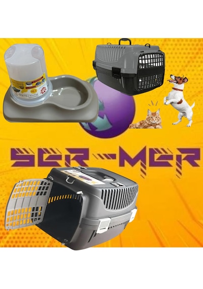 2 Li Set 8-10 Kg Kedi Köpek Evcil Hayvan Taşıma Çantası Ve 1.5 Litre Mama Kabı