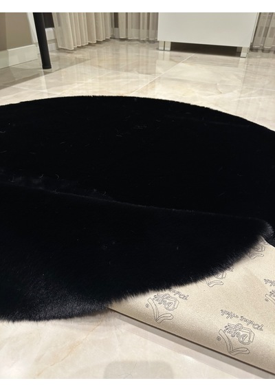 Ultra Soft Siyah Yumuşak Dokulu Peluş Halı Yuvarlak